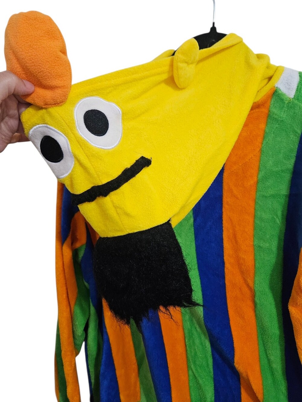 Sesame Street Men’s Green Yellow Purple Orange Striped Bert Onesie Costume M - Picture 7 of 12